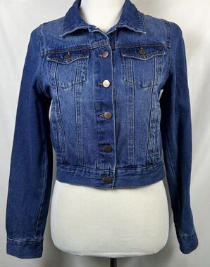 BEE & CECI Women’s Premium Denim Jacket Blue Jeans Trucker Coat Medium M Classic